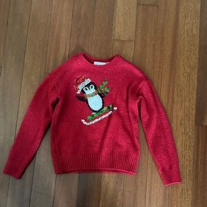Place Red Sweater with Festive Penguin